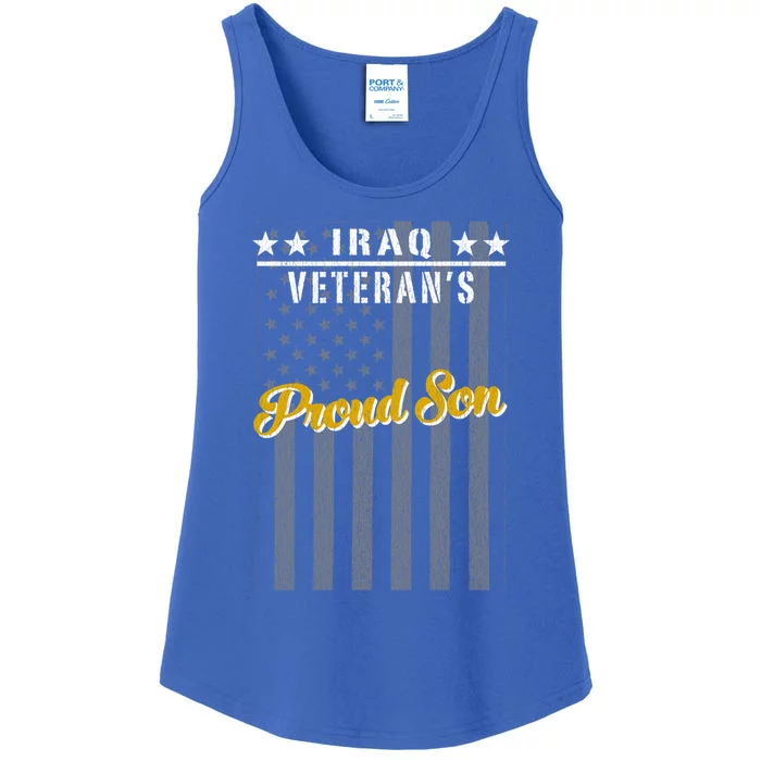 Iraq War Veteran Proud Son American Flag Great Gift Ladies Essential Tank