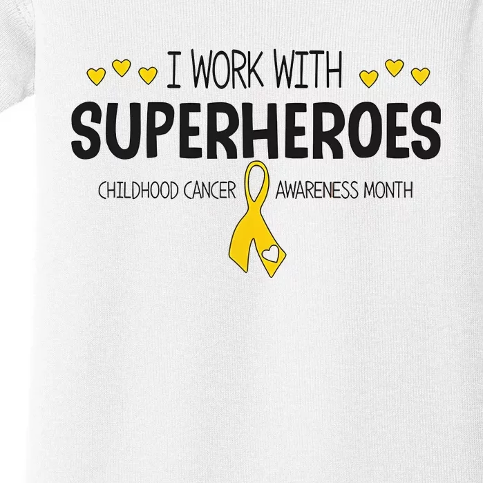 I Work With Superheroes Childhood Cancer Awareness Month Baby Bodysuit