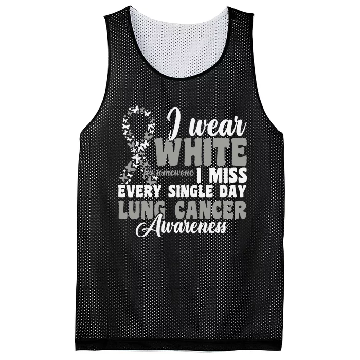 I Wear White Lung Cancer Awareness Mesh Reversible Basketball Jersey Tank