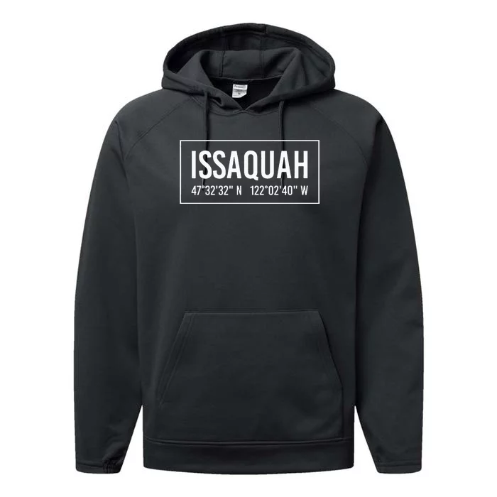 Issaquah Wa Washington Funny City Coordinates Home Gift Performance Fleece Hoodie