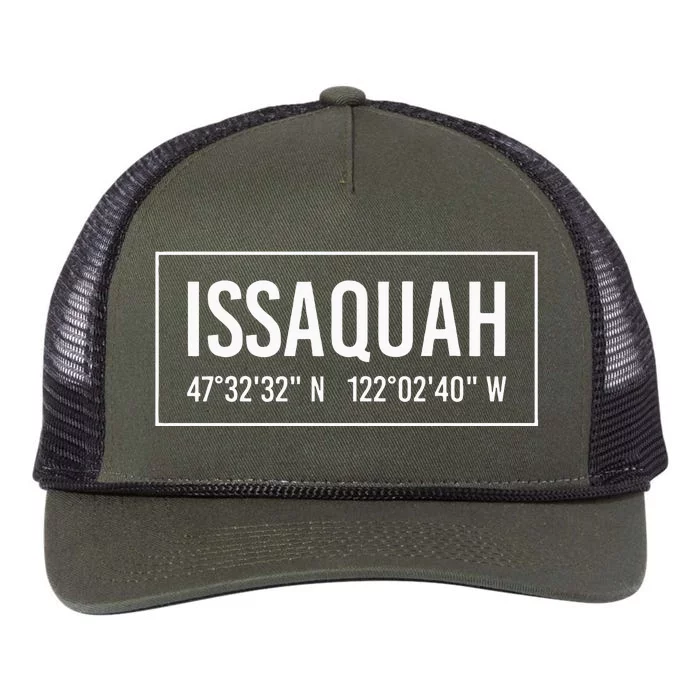 Issaquah Wa Washington Funny City Coordinates Home Gift Retro Rope Trucker Hat Cap