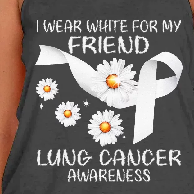 I Wear White For My Friend Lung Cancer Awareness Daisy Women's Knotted Racerback Tank