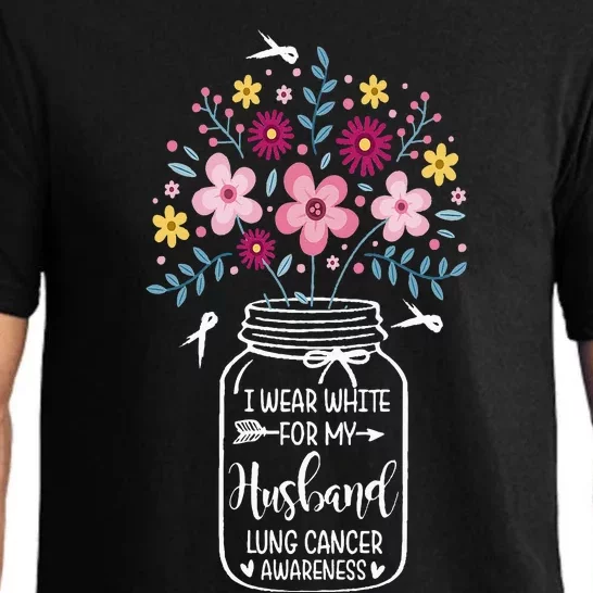 I Wear White For My Husband Lung Cancer Awareness Flower Pajama Set