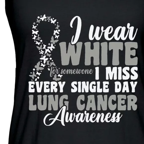 I Wear White Lung Cancer Awareness Ladies Essential Flowy Tank