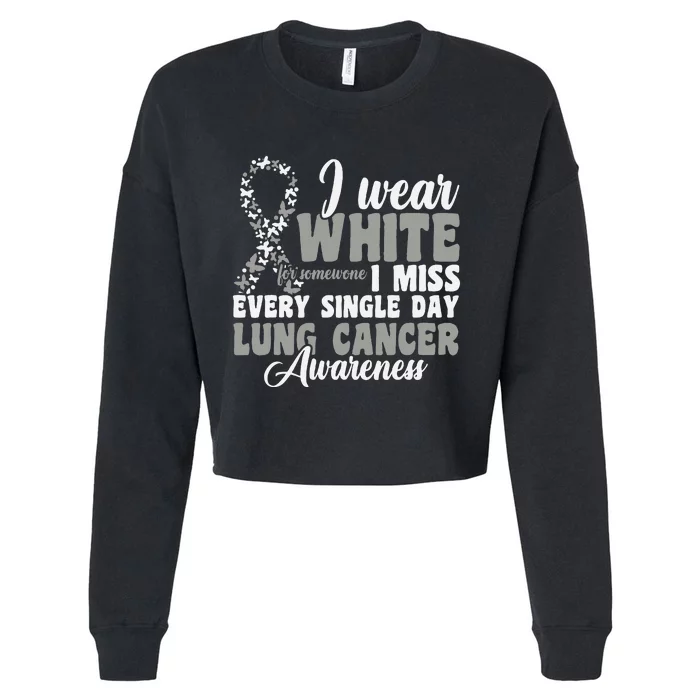 I Wear White Lung Cancer Awareness Cropped Pullover Crew