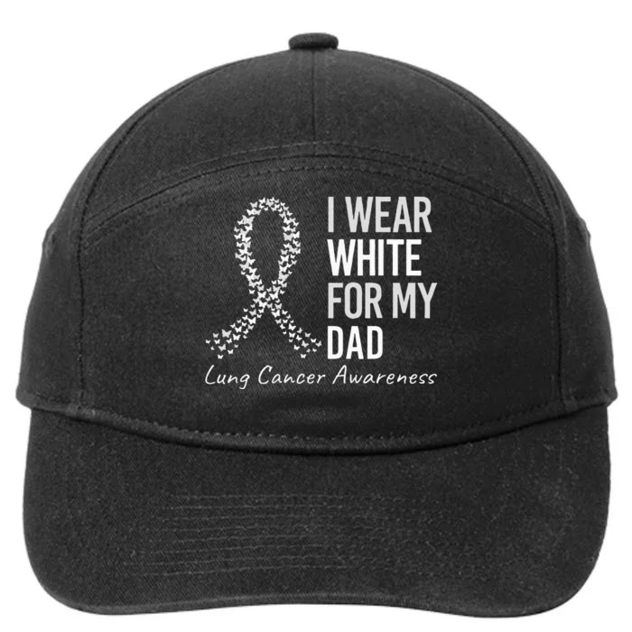 I Wear White For My Dad Lung Cancer Awareness White Ribbon 7-Panel Snapback Hat