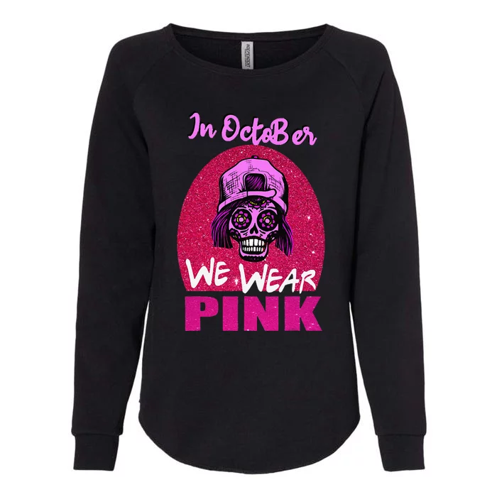 Inoctober We Wear Pin.K Halloween Skull Breast Cancer Outfit Womens California Wash Sweatshirt