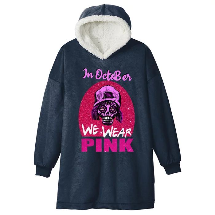 Inoctober We Wear Pin.K Halloween Skull Breast Cancer Outfit Hooded Wearable Blanket