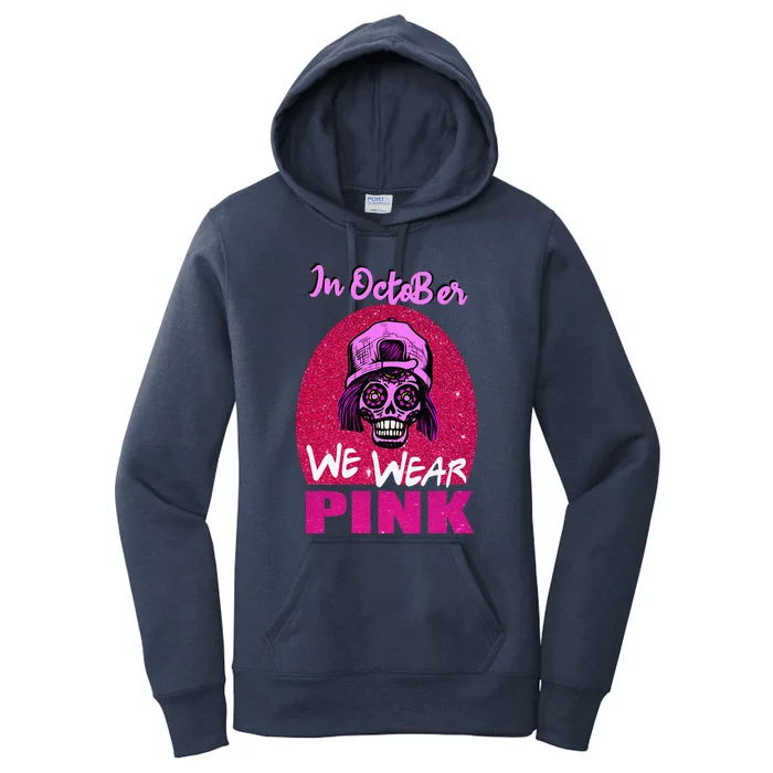 Inoctober We Wear Pin.K Halloween Skull Breast Cancer Outfit Women's Pullover Hoodie