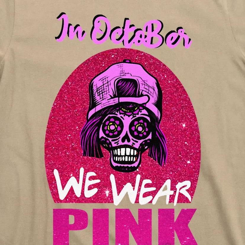 Inoctober We Wear Pin.K Halloween Skull Breast Cancer Outfit T-Shirt