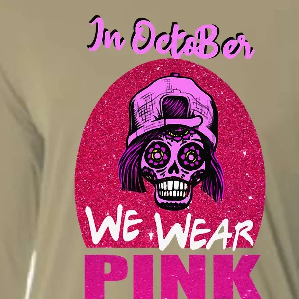 Inoctober We Wear Pin.K Halloween Skull Breast Cancer Outfit Cooling Performance Long Sleeve Crew