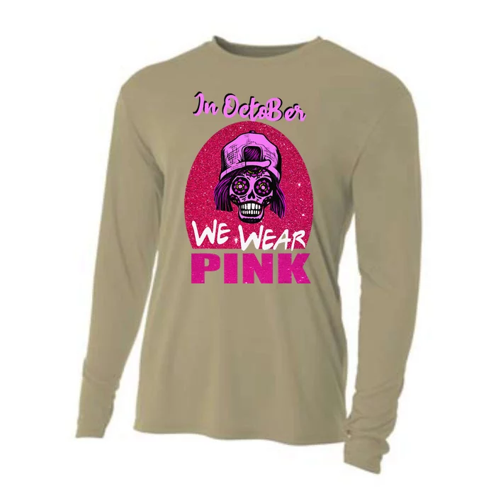 Inoctober We Wear Pin.K Halloween Skull Breast Cancer Outfit Cooling Performance Long Sleeve Crew