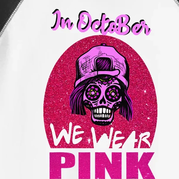 Inoctober We Wear Pin.K Halloween Skull Breast Cancer Outfit Toddler Fine Jersey T-Shirt