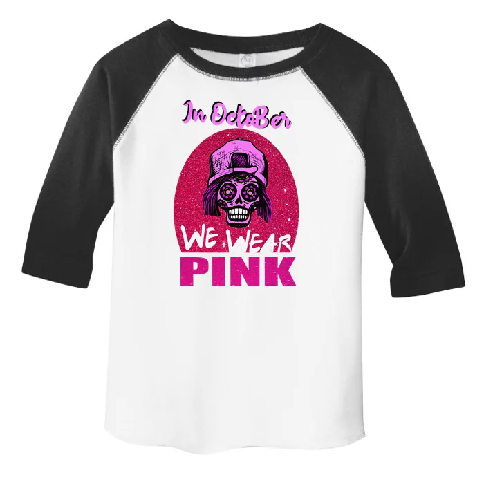 Inoctober We Wear Pin.K Halloween Skull Breast Cancer Outfit Toddler Fine Jersey T-Shirt