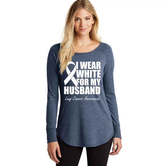 I Wear White For My Husband Lung Cancer Awareness Gift Women's Perfect Tri Tunic Long Sleeve Shirt