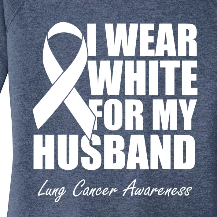 I Wear White For My Husband Lung Cancer Awareness Gift Women's Perfect Tri Tunic Long Sleeve Shirt