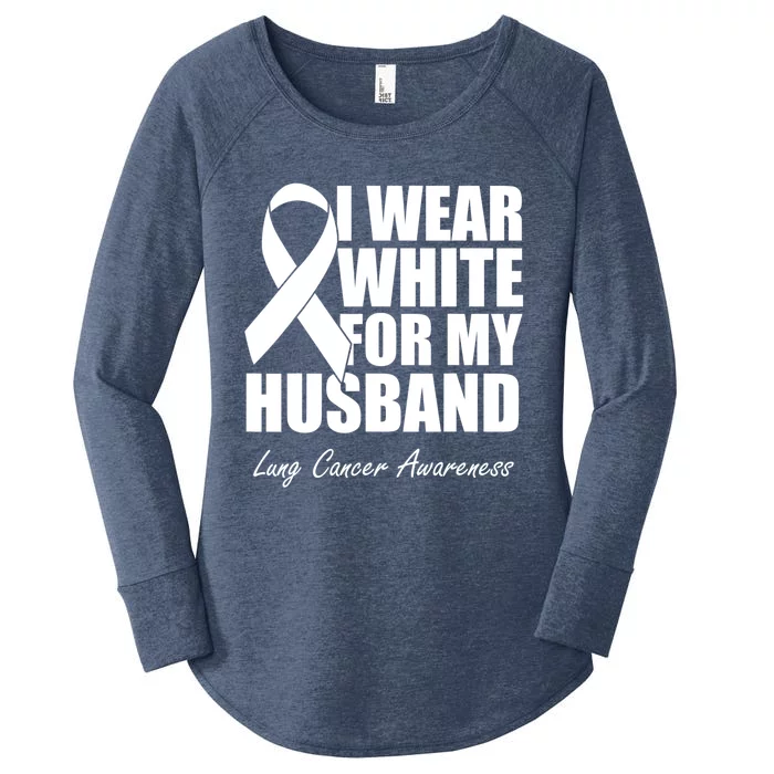 I Wear White For My Husband Lung Cancer Awareness Gift Women's Perfect Tri Tunic Long Sleeve Shirt