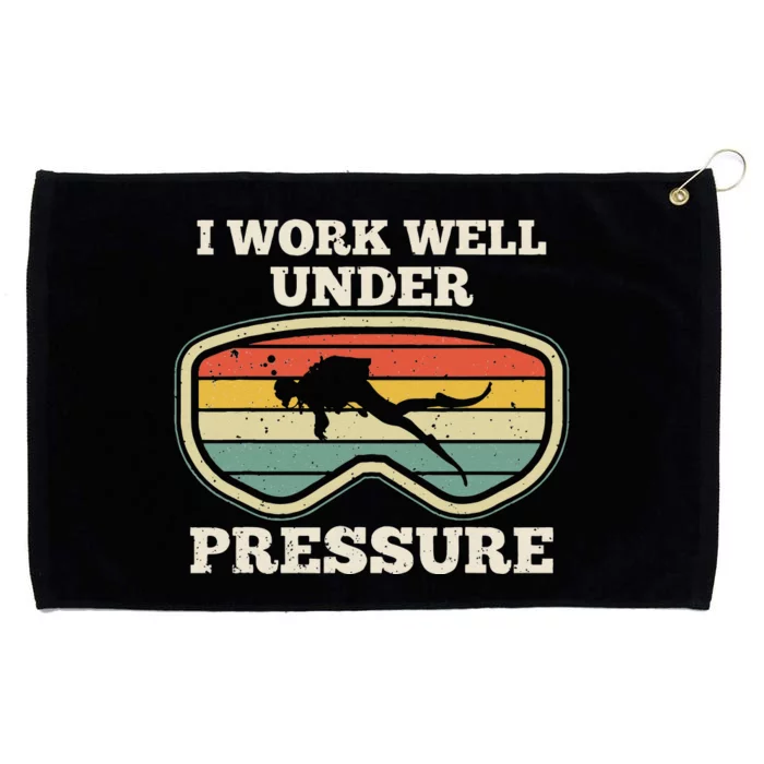 I Work Well Pressure Distressed Scuba Diving Diver Grommeted Golf Towel