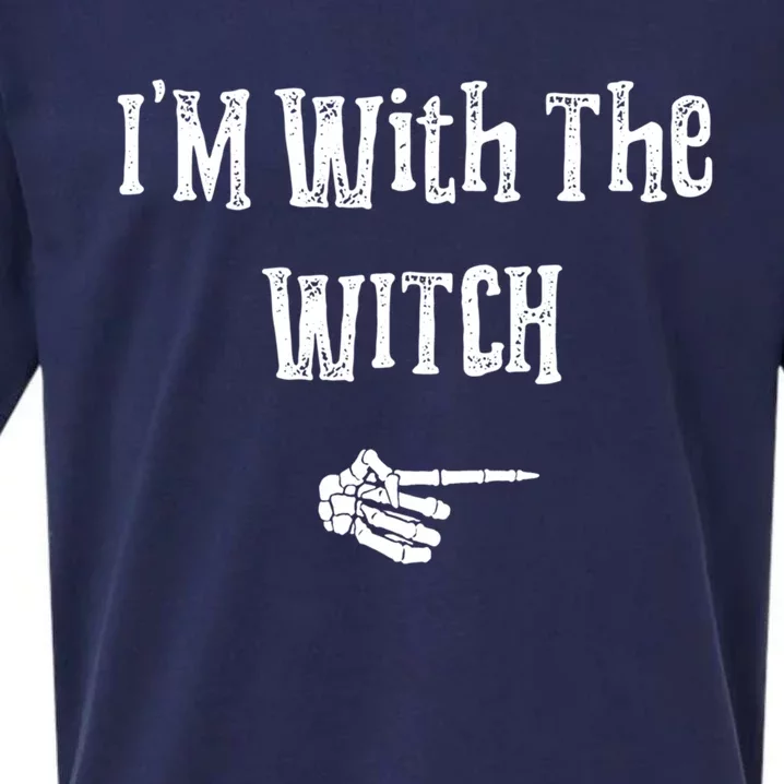 Im With Witch Halloween Costume Funny Couples Matching Gift Sueded Cloud Jersey T-Shirt