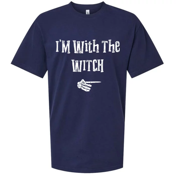 Im With Witch Halloween Costume Funny Couples Matching Gift Sueded Cloud Jersey T-Shirt