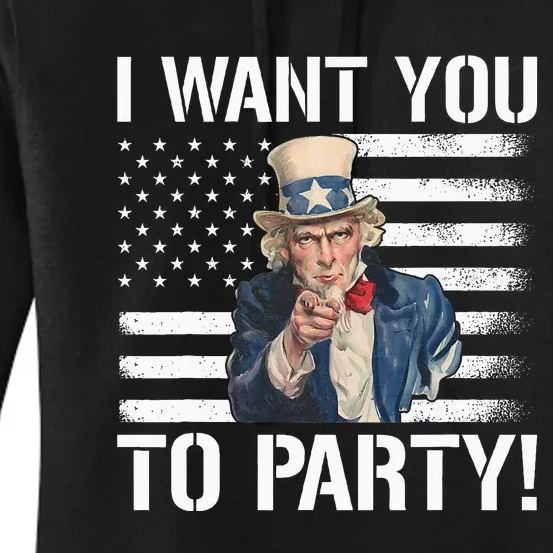 I Want You To Party Uncle Sam Funny Women's Pullover Hoodie