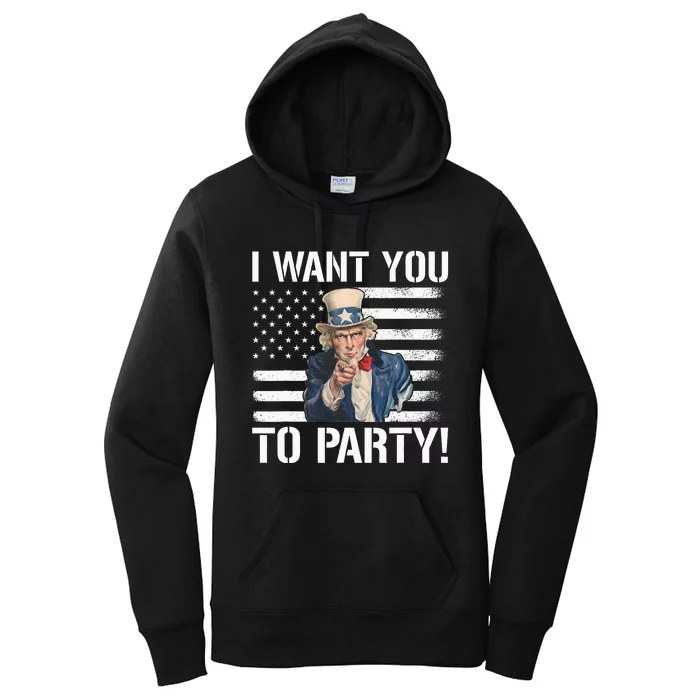 I Want You To Party Uncle Sam Funny Women's Pullover Hoodie