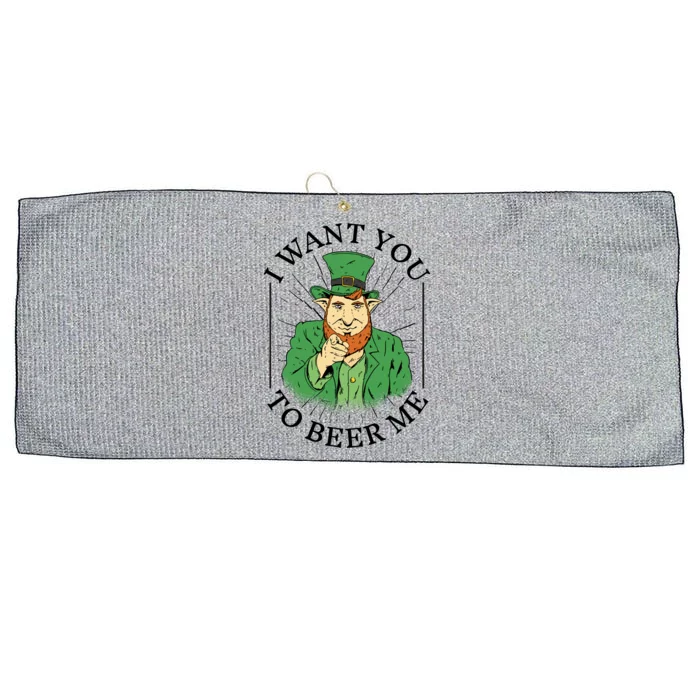 I Want You To Beer Me St Patrick's Day Large Microfiber Waffle Golf Towel