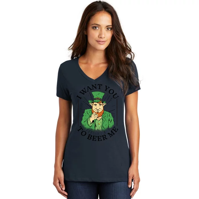 I Want You To Beer Me St Patrick's Day Women's V-Neck T-Shirt