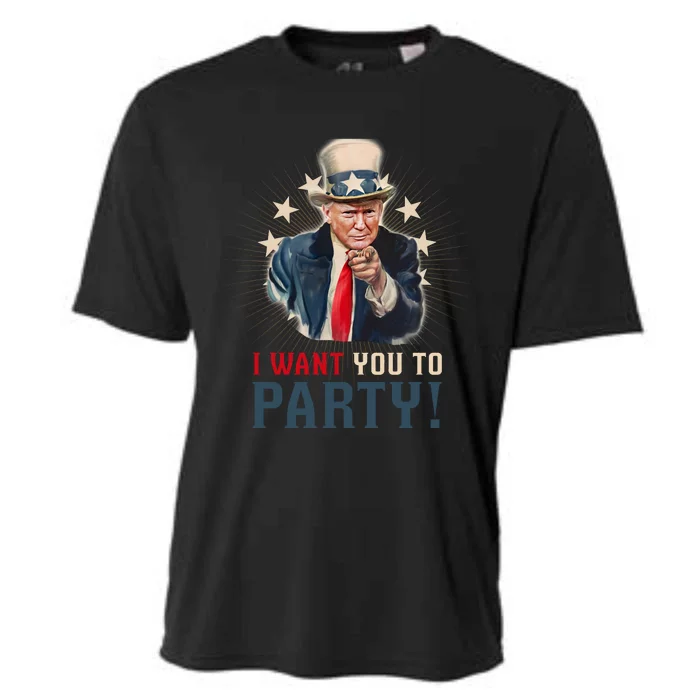 I Want You To Party! 4th Of July Donald Trump patriotic Cooling Performance Crew T-Shirt