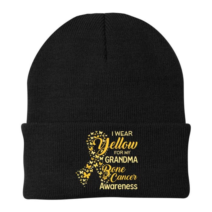 I Wear Yellow For My Grandma Bone Cancer Awareness Knit Cap Winter Beanie