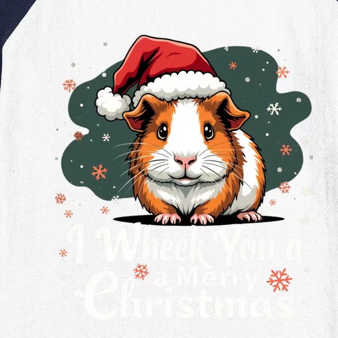 I Wheek You A Merry Christmas Cute Guinea Pigg Pigmas Baseball Sleeve Shirt