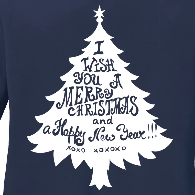 I Wish You A Merry Christmas And A Happy New Year Ladies Long Sleeve Shirt