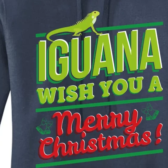 Iguana Wish You A Merry Christmas! Funny Pun Xmas Guana Pet Gift Women's Pullover Hoodie