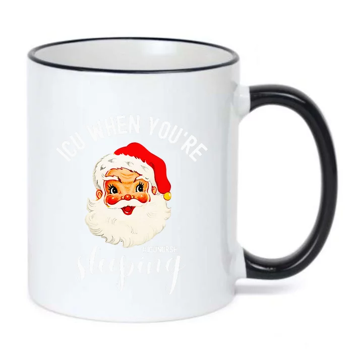 ICU When You're Sleeping Funny ICU Nurse Christmas Santa Black Color Changing Mug