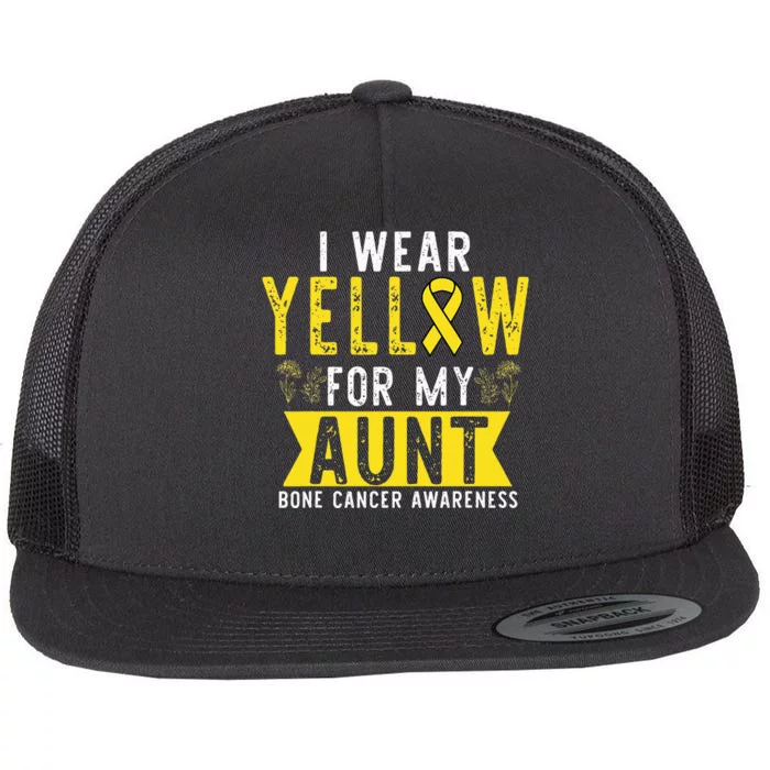 I Wear Yellow For My Aunt Bone Cancer Awareness Flat Bill Trucker Hat