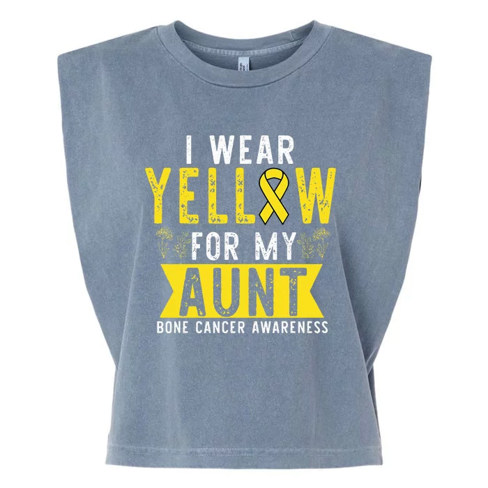 I Wear Yellow For My Aunt Bone Cancer Awareness Garment-Dyed Women's Muscle Tee