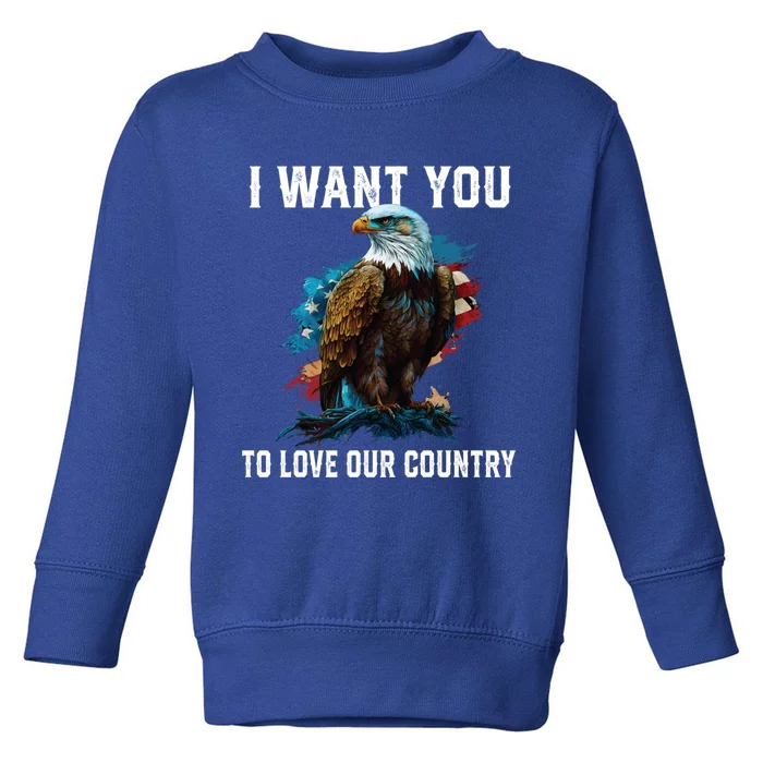 I Want You To Love Our Country Patriotic Patriotism Meaningful Gift Toddler Sweatshirt