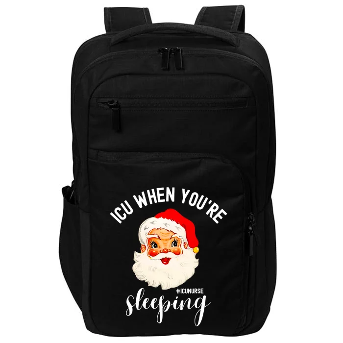 ICU When You're Sleeping Funny ICU Nurse Christmas Santa Impact Tech Backpack