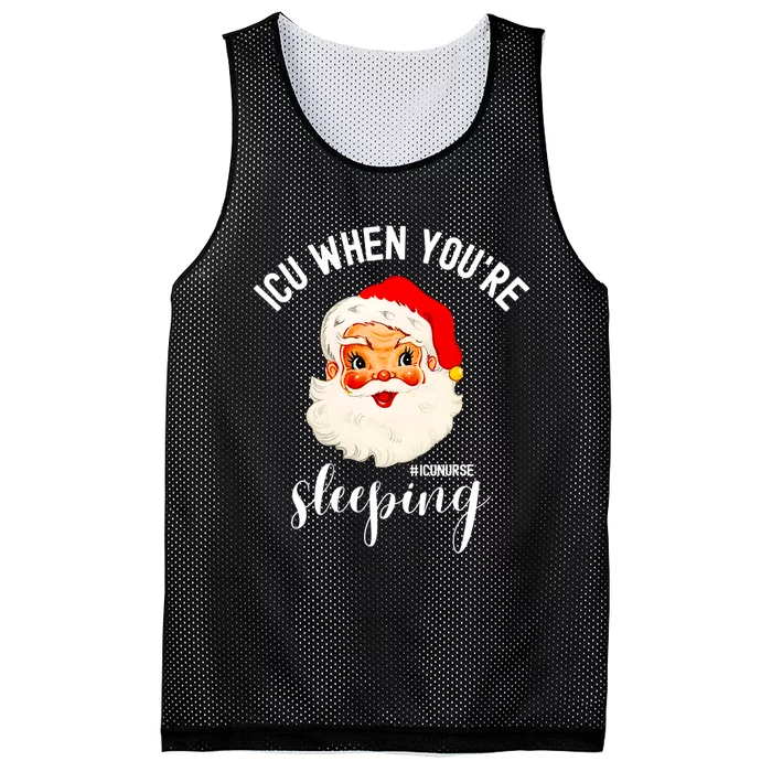 ICU When You're Sleeping Funny ICU Nurse Christmas Santa Mesh Reversible Basketball Jersey Tank