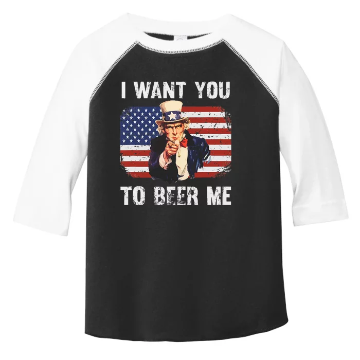 I Want You To Beer Me Funny Patriotic Usa Toddler Fine Jersey T-Shirt