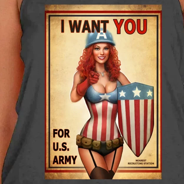 I Want You For US Army Female America Women's Knotted Racerback Tank