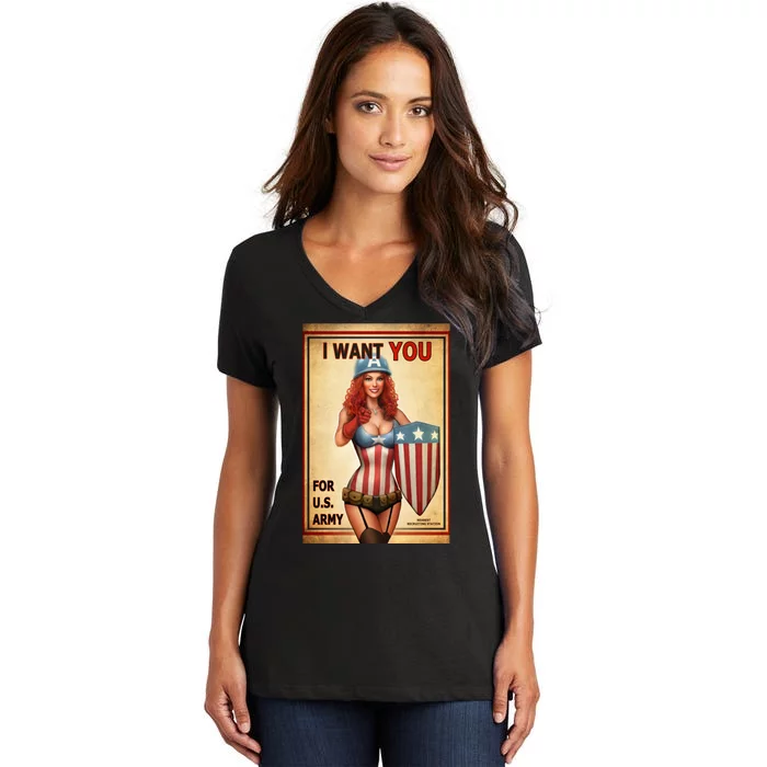 I Want You For US Army Female America Women's V-Neck T-Shirt