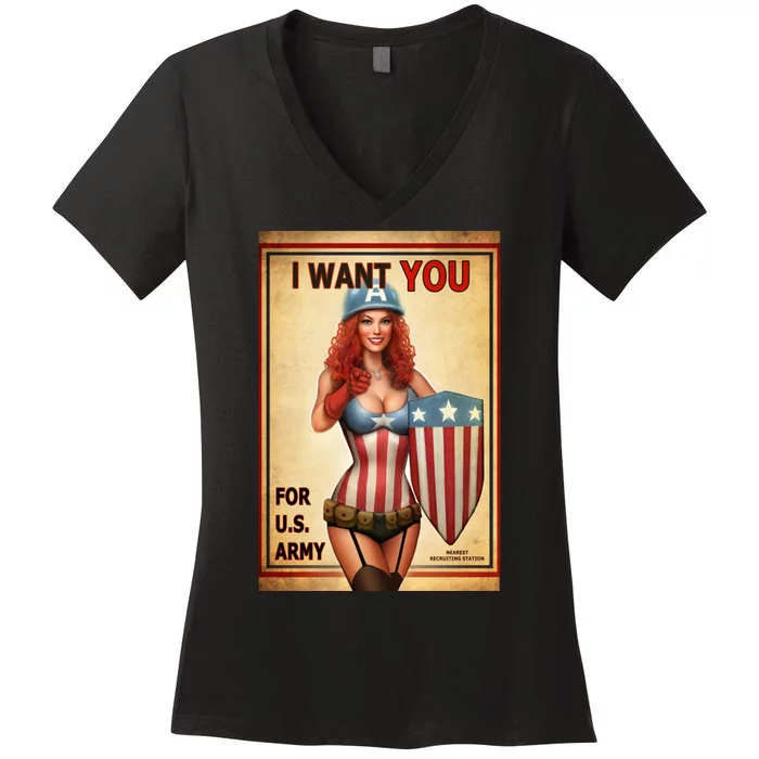 I Want You For US Army Female America Women's V-Neck T-Shirt