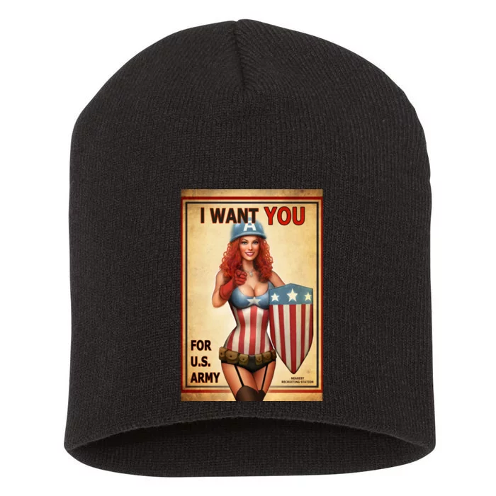 I Want You For US Army Female America Short Acrylic Beanie