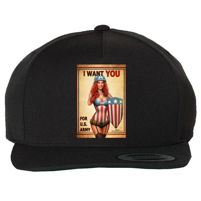 I Want You For US Army Female America Wool Snapback Cap