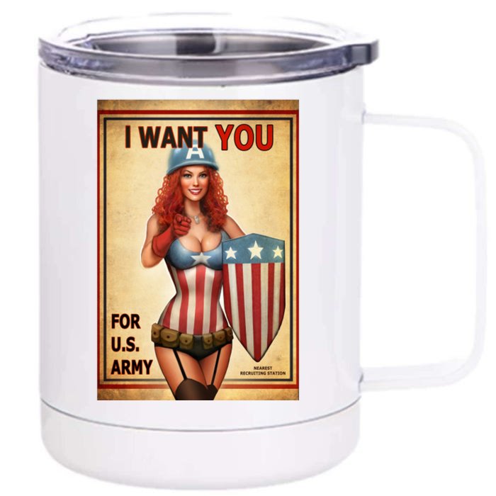 I Want You For US Army Female America Front & Back 12oz Stainless Steel Tumbler Cup