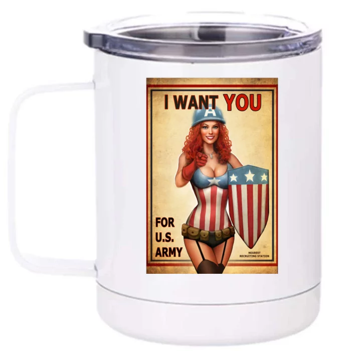 I Want You For US Army Female America Front & Back 12oz Stainless Steel Tumbler Cup