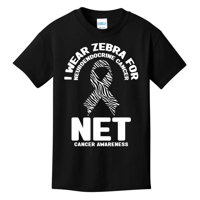 I Wear Zebra for Neuroendocrine Cancer Awareness NET Cancer Kids T-Shirt