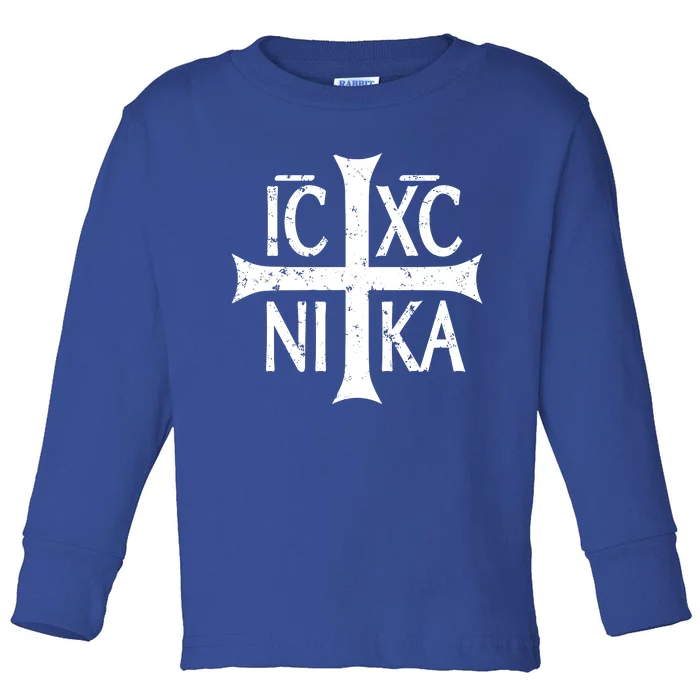 Ic Xc Nika Cross Christogram Orthodox Christian Toddler Long Sleeve Shirt