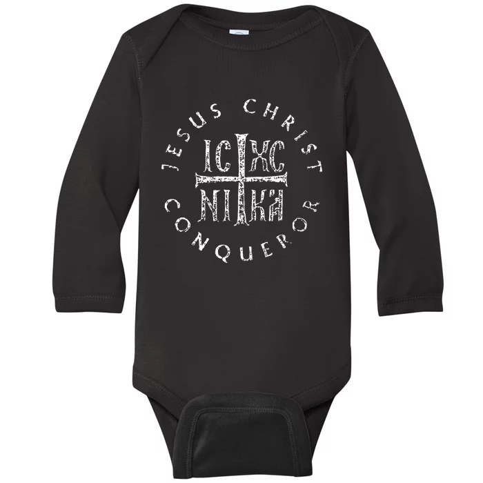 Ic Xc Nika Cross Christogram Orthodox Christian Baby Long Sleeve Bodysuit